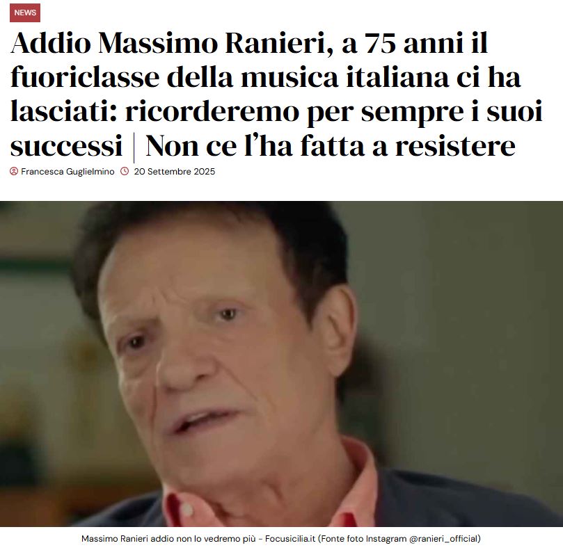 FocuSicilia.it: titoli clickbait veicolati da Google News 1 Massimo Ranieri non è morto